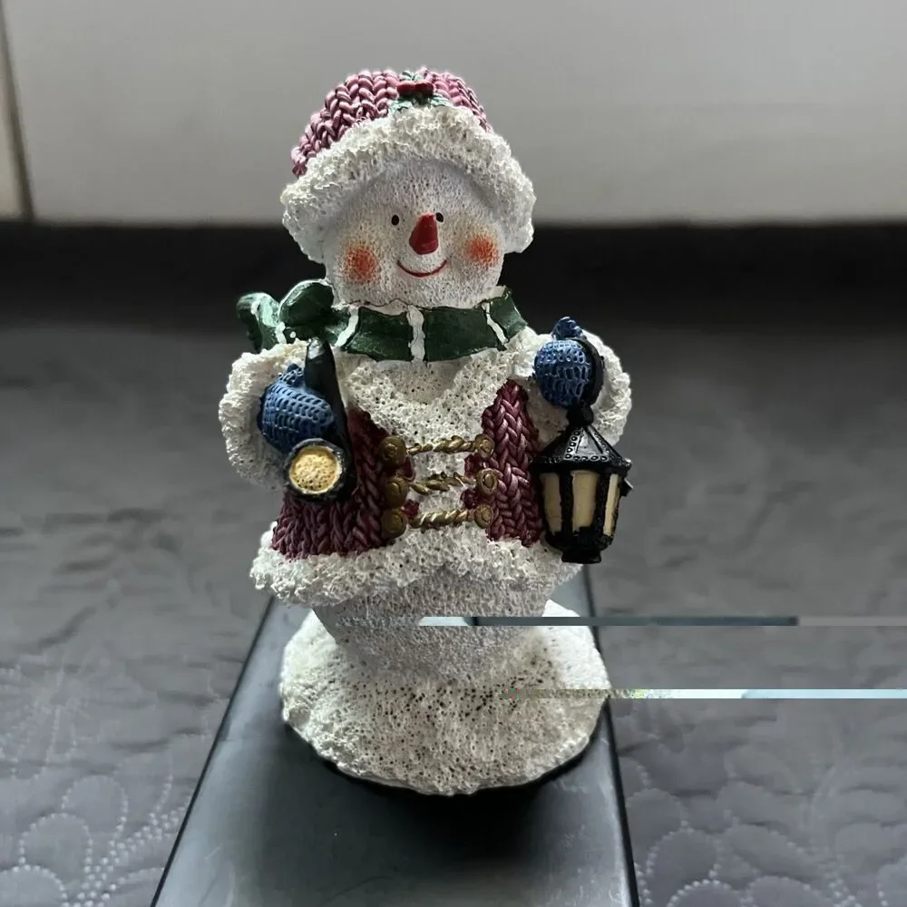 Vintage Resin Christmas Snowman Multicolor Figurine Holiday Winter Decor 5.5”H